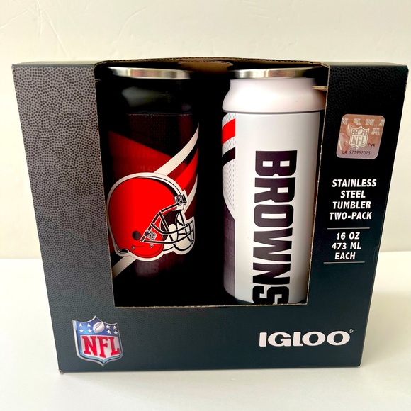 🧡NEW Igloo Browns NFL Stainless Steel Cans - Picture 1 of 7